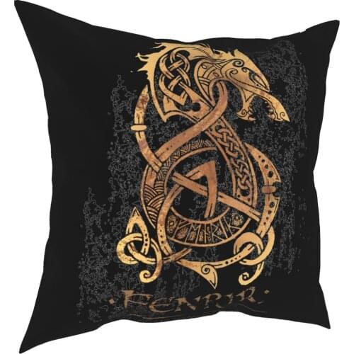 Viking Valhalla Fenrir The Nordic Monster Wolf Odin Pillow Case Decoration Cushions Throw Pillow for Living Room Polyester