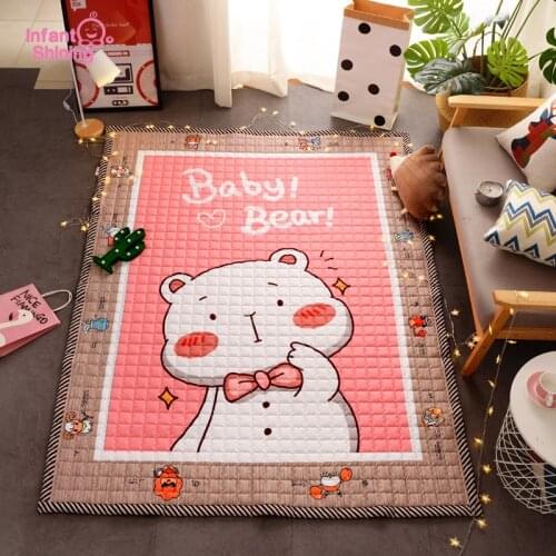 Infant Shining Baby Cartoon Cotton Mat 1.5cm Thicken Soft Washable Foldable Portable Home Kitchen Kids Crawling Pad