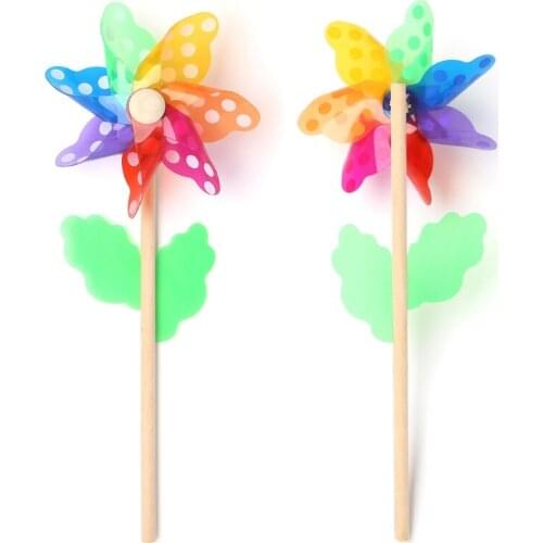 Windmill Toys Children Kids Garden Decoration 7 Leaves Colorful Outdoors Spinner
