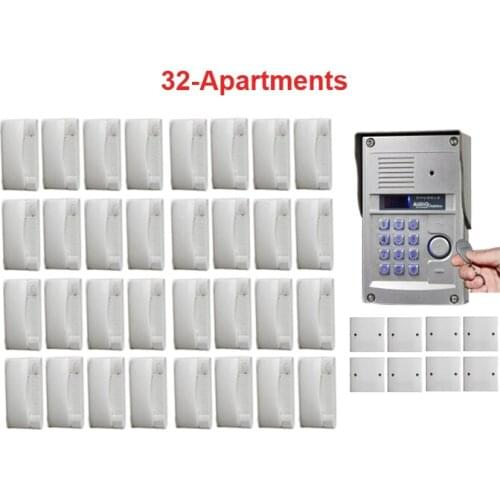 ZHUDELE Top quality Interphone home security audio door phone Metal case outdoor station passworde&ID card for 32-apartments