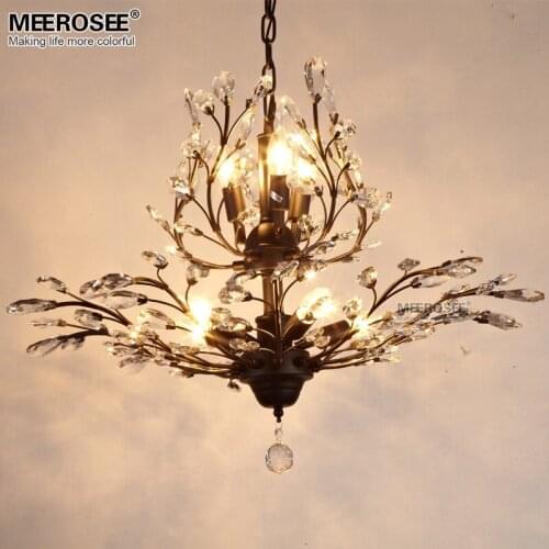 America Style Crystal Pendant Light Lixture Cristal de teto lustres Suspension Hanging Frop Lamp for Dining Living Room Pendant
