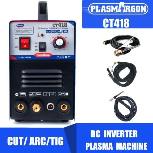 CT418 Inverter 220v Plasma Welding Machine 3 In 1 Plasma Cutter/TIG/MMA Argon Welder with Free Consumables