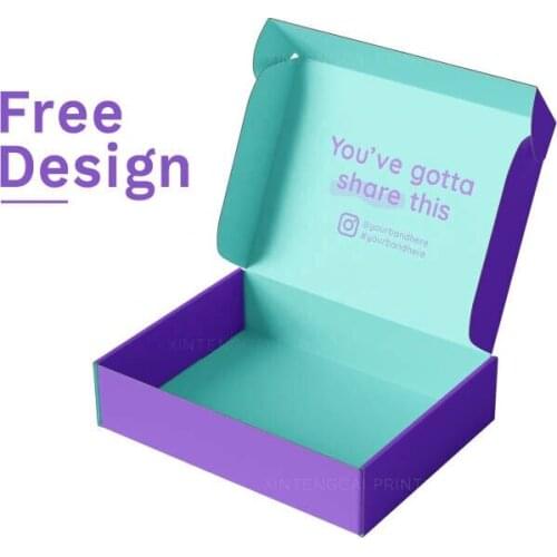 Free Design Cool Purple Cyan Custom Design Cosmetic Start-up Brand Product Packaging Paper Box, Corrugated Mailer Boxes