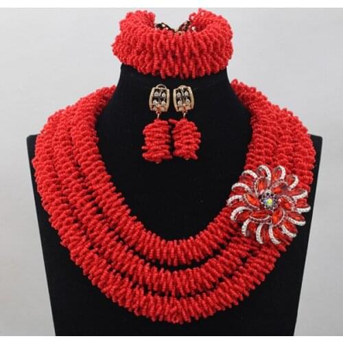 Red/Royal Blue Crystal Wedding African Beads Jewelry Set Indian Handmade Jewelry Brides Wedding Jewelry Set Free Shipping ANJ096