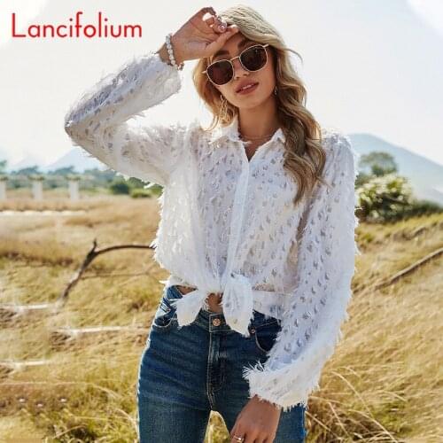 Lancifolium Openwork Blouses