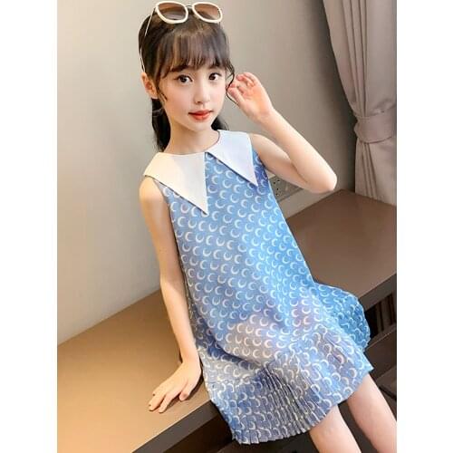 Summer Short Girl Chiffon Dress Sleeveless Korean Boutique Outfits Cute Children Girls Dress Robe Princesse Kids Dress BW50DR