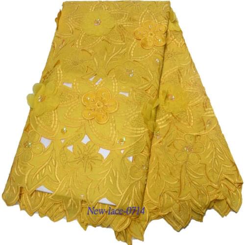 Best Selling Flower Soft Cotton Women Dress Swiss Voile Lace High Quality Embroidered Fabric Trim Sewing African Lace Fabric 01