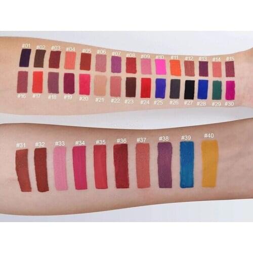 40 Colors Top Quality Matte Liquid Lipstick Waterproof Smooth Pigment Makeup Lip gloss Custom Private Label