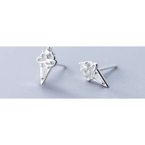 MODIAN Classic Genuine 925 Sterling Silver Sparkling Zircon Ice Cream Stud Earring for Women Summer Food Ear Pin Fine Jewelry