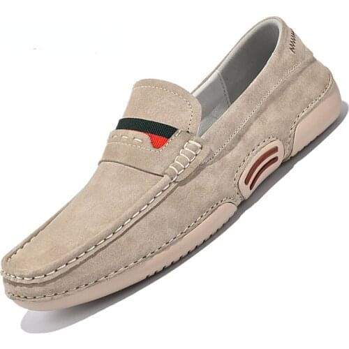 Brand 2021 New Mens Suede Loafers Fashion Casual Soft Leather Shoes Moccasins Breathable Non-Slip Driving Shoes Big Size Hot