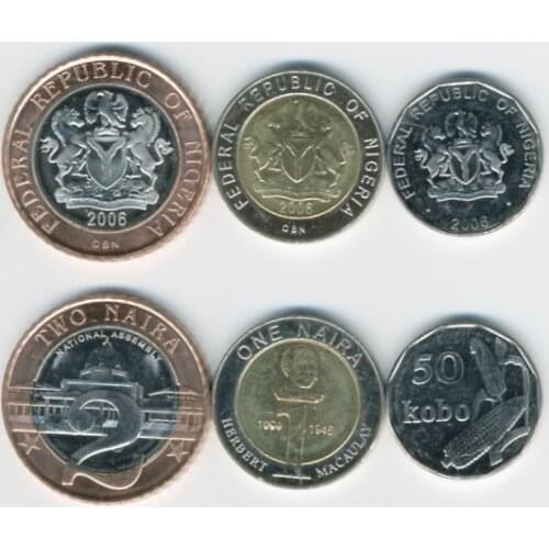 A Set of 3 Nigerian Coins 2006 Edition Brand New 100% Authentic Original Coin Collectibles UNC