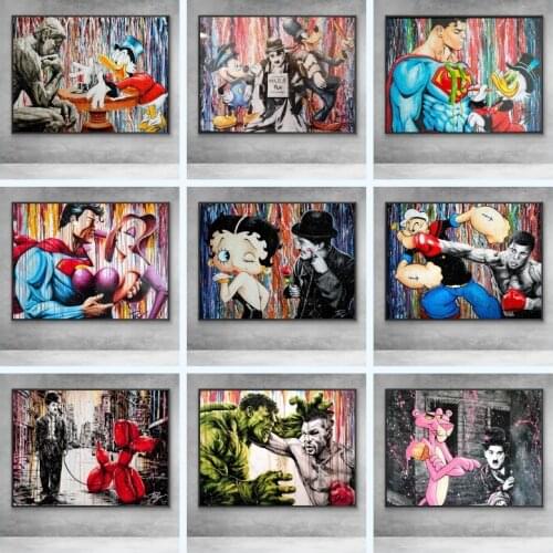 Disney Funny Mickey Mouse Wall Art Canvas Painting Nordic Posters and Prints Room Decoration Pictures for Living Home Decor