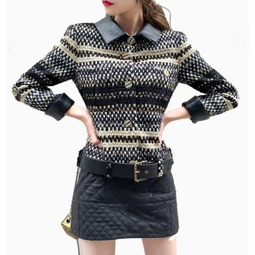 Coat Womens Coats 2020 New Autumn winter Houndstooth Tweed Wool Long Windbreaker Tops Cardigan Female