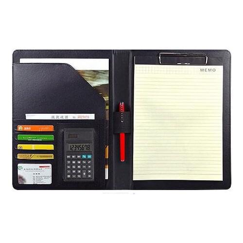 Letter size for Papers , meeting conferences clip with calculator, notepad with rings A4 PU File Folder