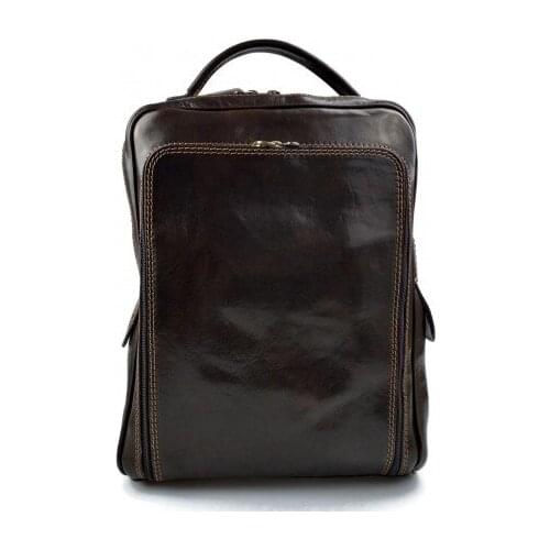 Backpack genuine leather travel bag weekender sports bag dark brown