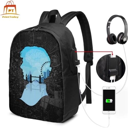 Sherlock Backpack Sherlock Backpacks School Mens - Womens Bag Print High quality Trend Multi Pocket Bags