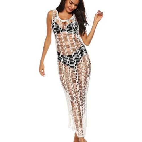 Fishnet Cover Up Beach Women Beach Dress Hollow Out Swimsuit Cover Up Woman Tunic Honeymoon Beach Dress Bikini Cover Up 2020