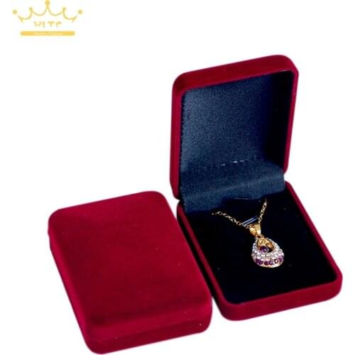 50pcs/lot Jewelry Box For Necaklace Pendant Display Jewelry Organizer Storage Case Jewelry Gift Boxes Red Velvet