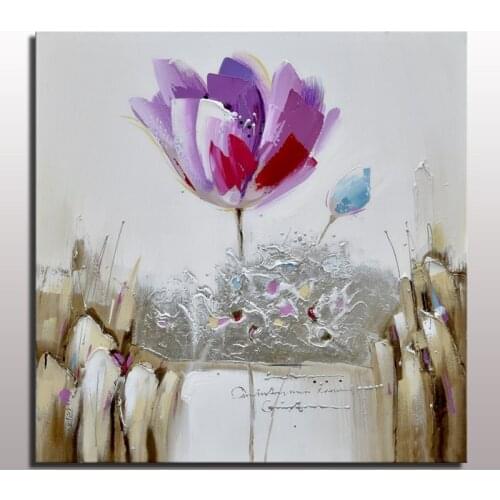 Modern Abstract Purple Flower Paintings On Canvas Unframed Home Decor Painting Calligraphy Handpainted Knife Oil Painting Flower