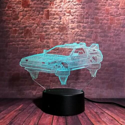 Luminous 3D Nightlight Visual Illusion LED 7 Colors Changing Light Flashing Back to the Future Levitation Vehicle Car Model Toys