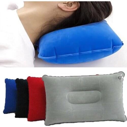 Outdoor Portable Folding Inflatable Pillow Double Sided Flocking Mini Pillow for Camping Travel Hiking Kamp Office Plane