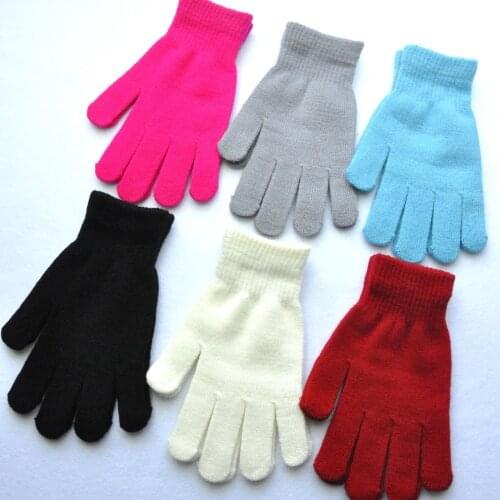 Hot Selling unisex teenage Winter Knitted Full Finger warm Gloves boys and girls Solid colors Woolen mittens soft heat gloves C4