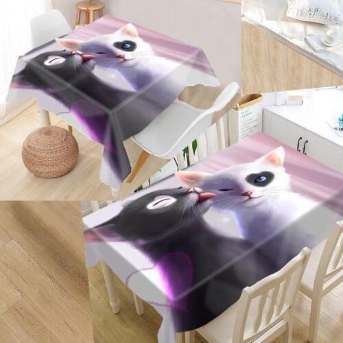 Cat Cartoon Animal Table Cover Printing Waterproof Tablecloth More Size Tablecloths Kitchen Wedding Hotel Decoration
