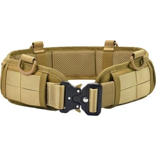 Military Tactical Waist Belt Men Molle Battle Airsoft Army Combat Outdoor Adjustable Paintball Padded Waist Belt Set for Hunting