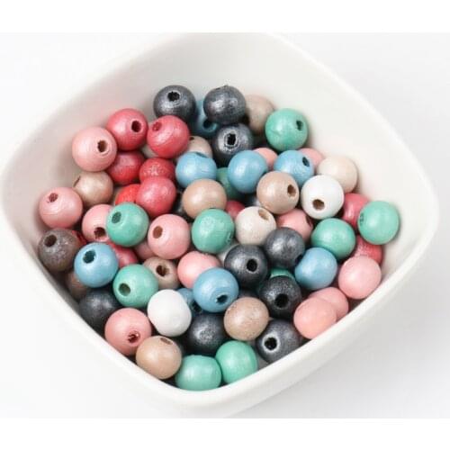 Natural Wooden beads Pearl color Round Ball Spacer Beads For Jewelry Making 6 8mm Mixed Color DIY MT1432