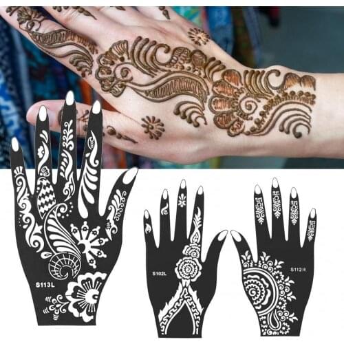 India Henna Mehndi Temporary Tattoo Stencil Kit for Women Hand Body Art Decal