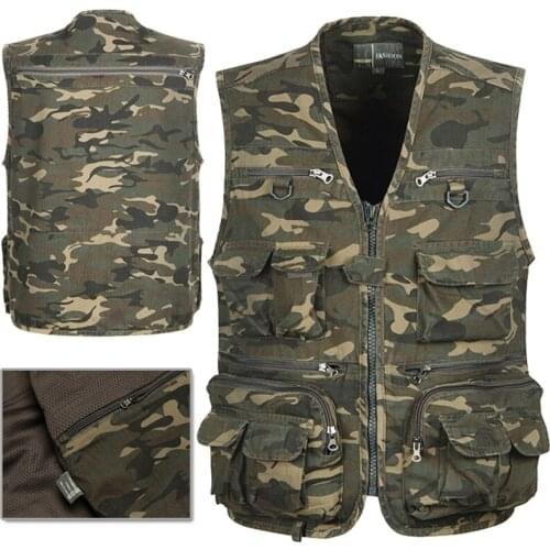 1pcs Men Camouflage Fishing Hunting Vest Cargo Outdoor Game Outwear Waistcoat Multi-Pocket Photography Recreational Fishing Vest