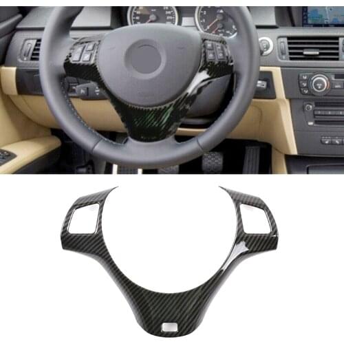 1PCS Carbon Fiber Style Steering Wheel Cover Trim For BMW 3 Series E90 E92 E93 05-12