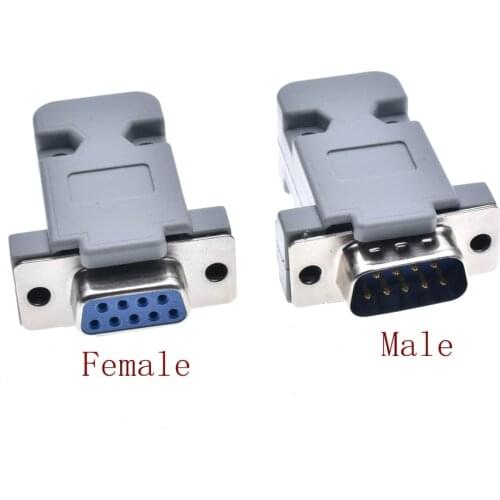 10pcs/lot) RS232 Parallel Serial Port DB9 9 Pin D Sub Male/Female Solder Connector + Plastic Shell Cover