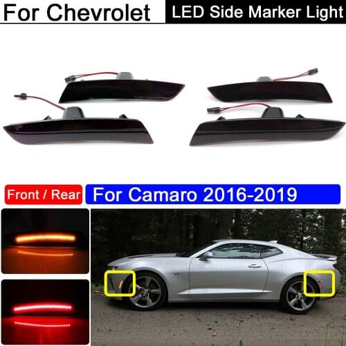 4Pcs Error Free Front Amber Rear Red Side Fender Reflector Lamp LED Side Marker Parking Light For Chevrolet Chevy Camaro 16-19
