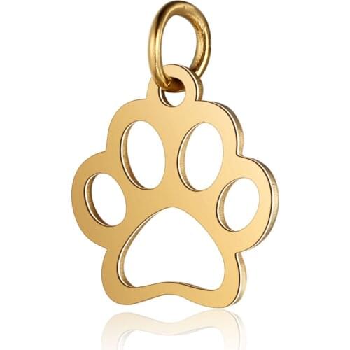 50pcs/Lot Stainless Steel Charms Cute Dog' Paw Pendants for DIY Jewelry Making Accessories