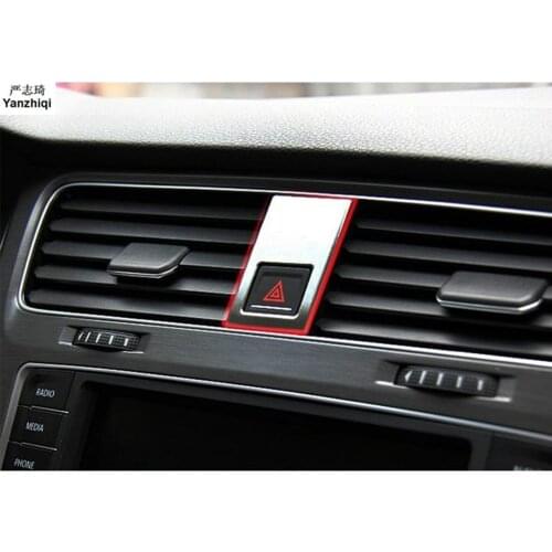 Free shipping 1pcs/lot Stainless steel double flashing patch double jump lamp switch paster for Volkswagen VW golf 7