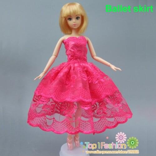 Free shipping quality full around short dress for barbie doll
