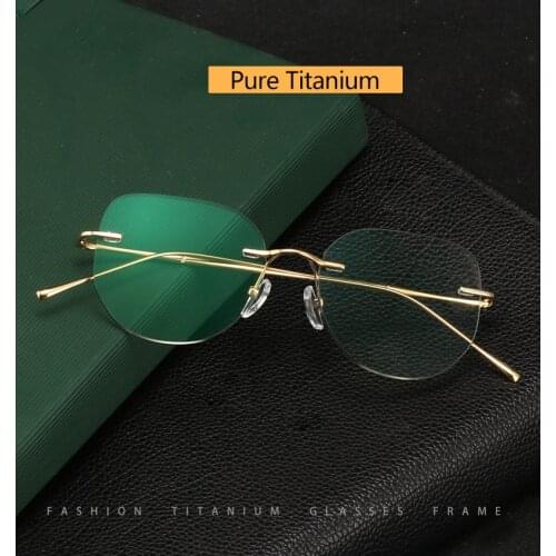 Rimless 100% Titanium Design Men Women Opticas Glasses Prescription Spectacles Reading Myopia Oculos Eyewear Large Size Frame