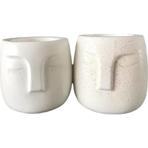 Big Vase Planter Silicon Mould 3D Human Face Baking Chocolate Resin Candle Silicone Molds Resin Flowerpot Cake Decorating Tools