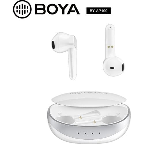 BOYA BY-AP100 True Wireless Stereo Earbuds 5.1 Bluetooth 6H Playtime for Gaming Video Watching AAC/SBC High Quality Sound