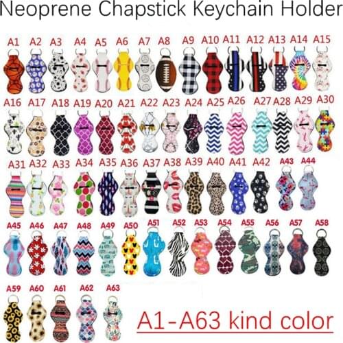63 Style Softball And Baseball Printed Neoprene Chapstick Keychain Holder Party Holiday Gifts Jewelry Gifts Accessories