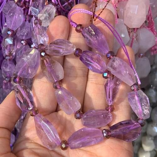 Natural Amethysts Beads 15'' 12x15-18mm Faceted Irregular DIY Quartz Beads For Jewelry Making Beads Women Bracelets Necklace