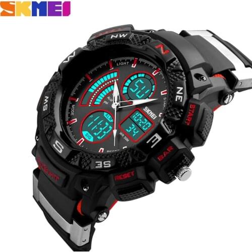 SKMEI Outdoor Sport Watch Men Dual Display Digital Multifunction Back Light Chronograph 50M Waterproof Alarm Wristwatches 1211