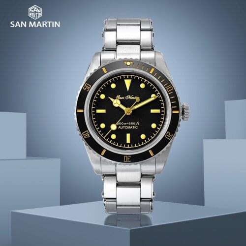 San Martin Men Automatic Watch Water Ghost Luxury Sapphire NH35 Mechanical Watches 200m Waterproof Luminous Diver Watch