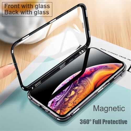 For iphone 8 plus Case iphone8 360 Front+Back double-sided Tempered Glass Case for iphone 7 plus Magnetic Metal Cover iphone7