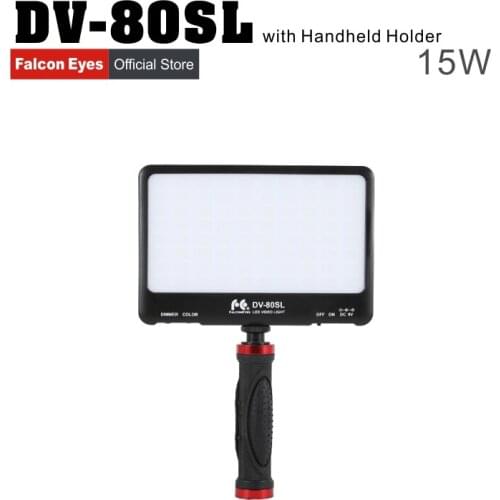 Falcon Eyes LED Camera Beauty Fill Light 15W Bi-Color For Camcorder Portable Slim Video Light with Handheld Holder DV-80SL Kit
