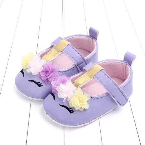 Hot Cute Unicorn Flower Baby Girl Shoes Soft Bottom Anti-slip Todder Shoes Newborn First Walker Princess Shoes SH20012