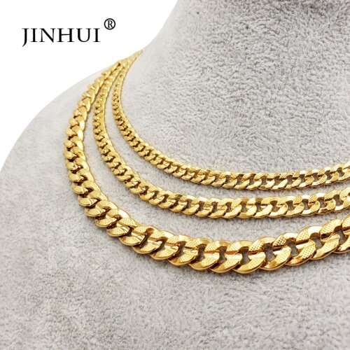 Jin Hui African Middle East men Trendy gold color Necklaces Length 50cm fashion Jewelry Birthday present Lovers Necklaces gift