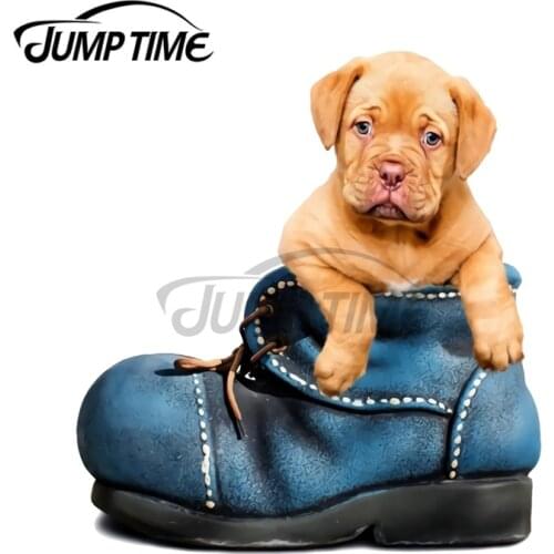 JumpTime 13 x 10.5cm For Puppy In The Shoe Fine Car Stickers Vinyl Car Wrap Decal Waterproof Suitable For VAN RV DIY Decoration