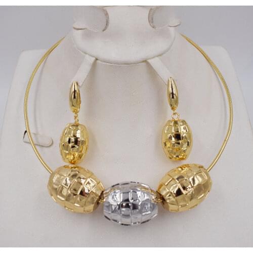 New High Quality Fashion Dubai Jewelry 3color Set Gold color Wedding African Beads Jewelry Sets Parure Bijoux Femme necklace set